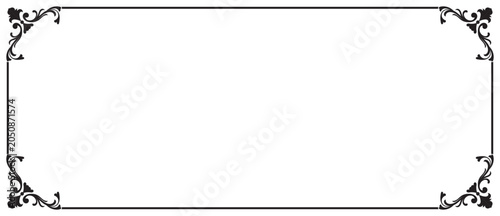 Classic baroque style rectangular border frame on white background