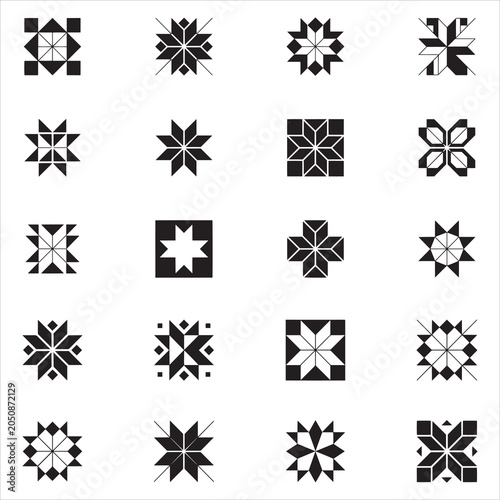  Quilt Block SVG Bundle Geometric Barn Star Silhouette 