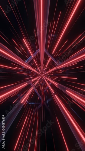 Abstract Neon Red Light Tunnel Motion Graphic Animation