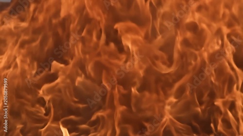 Intense Bright Orange Flames Burning in the Night