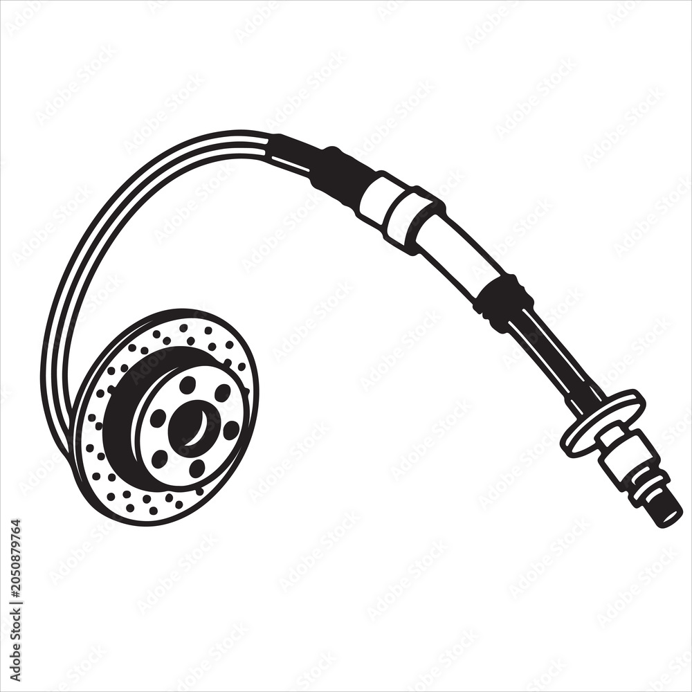 Naklejka premium Hydraulic Brake Hose and Rotor Vector Illustration