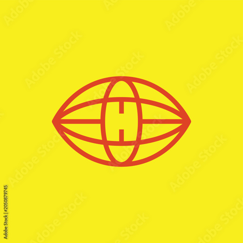 Letter H Rugby Ball Logo
