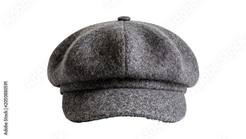 Bild auf Leinwand Textured grey wool newsboy cap with button detail