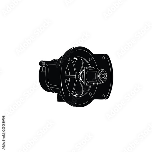 Bild auf Leinwand Centrifugal pump with impeller and motor connection detail.