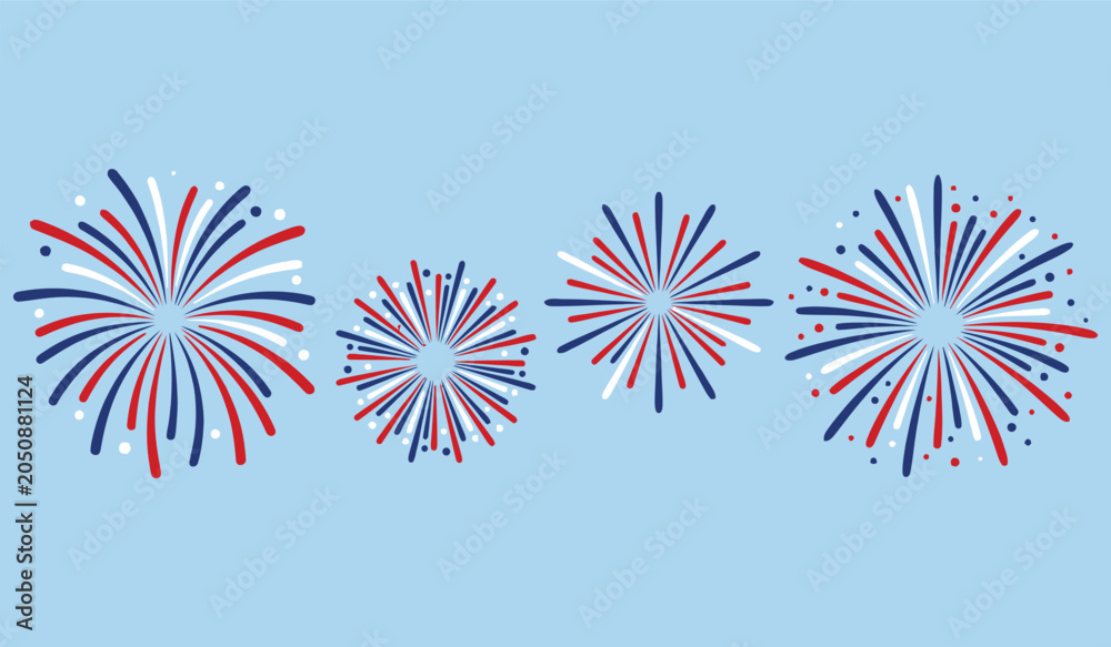 Obraz premium Patriotic american fireworks background pattern design for fourth of july celebration card