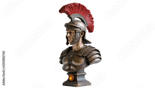 Bild auf Leinwand Roman Centurion Bust with Red Plume Helmet and Armor