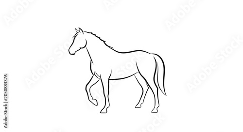 Elegant outline of a horse in motion against a bright white background