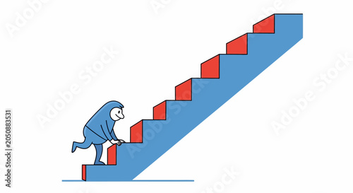 Photos Businessman climbing stairs to success slowly.