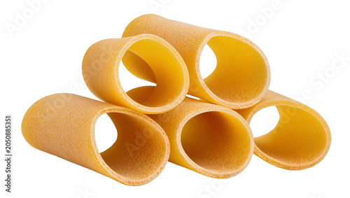 Bild auf Leinwand Rigatoni pasta tubes dry uncooked, textured surface