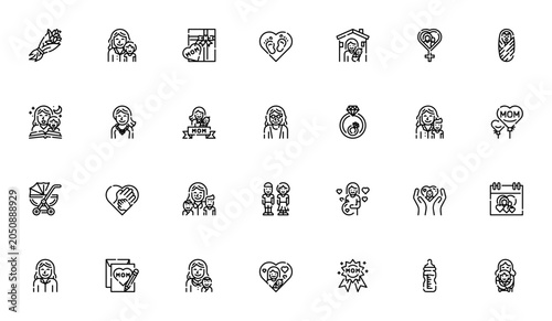 Tableau sur toile Mothers day icon set