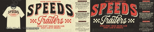 Vintage Racing Typography T-Shirt and Bold typeface Script or Signature and Serif font vector Design