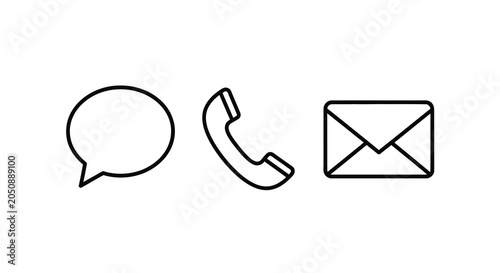 Communication Icons Set Black Line Style On White Background