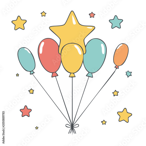 Colorful balloons and stars illustration
