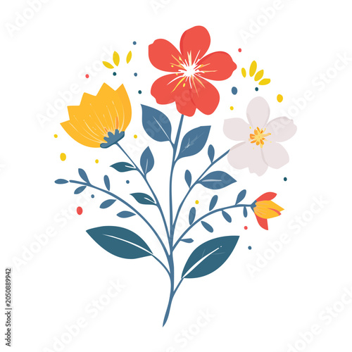 Flat design illustration of a colorful flower bouquet