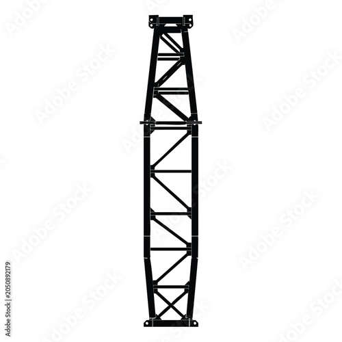 Fotografie Tower crane steel mast structure isolated on plain white background graphic