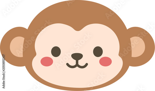 Cute Cartoon Monkey Face Icon for Kids
