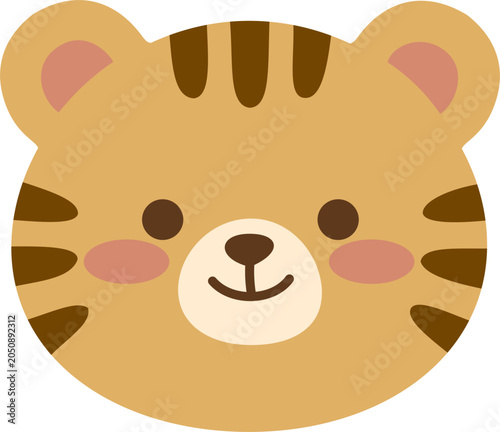 Cute Cartoon Tiger Face for Children
