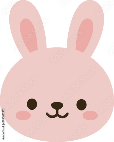 Cute Cartoon Pink Bunny Face 
