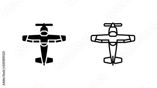 Fotografie Single Propeller Low Wing Monoplane Glyph Outline Icon