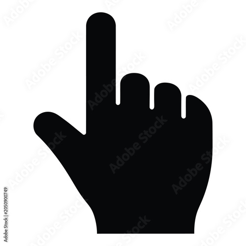 Tableau sur toile Black hand gesture with index finger up  rude sign  hand pointing up icon