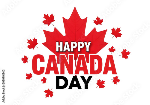 Happy canada day celebration with red maple leaf design PNG isolated on transparent background