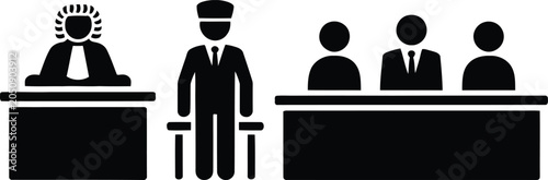 Φωτογραφία Judge and business people at a courtroom desk in discussion