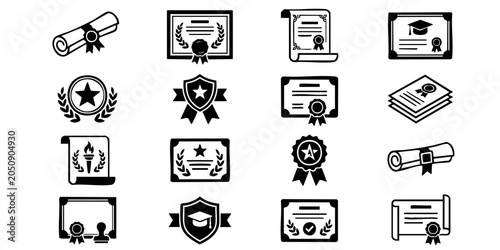 Tableau sur toile A collection of various award icons and certificate symbols displayed