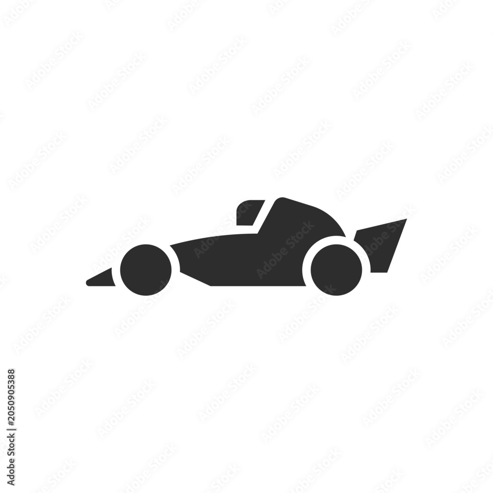 Obraz premium Racing bolide icon. Monochrome black and white symbol