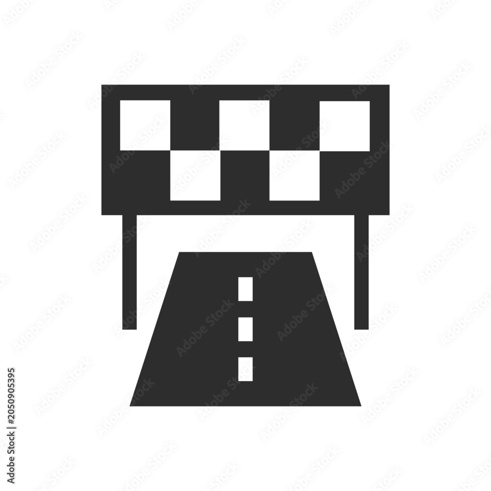 Obraz premium race track, start finish icon. Monochrome black and white symbol
