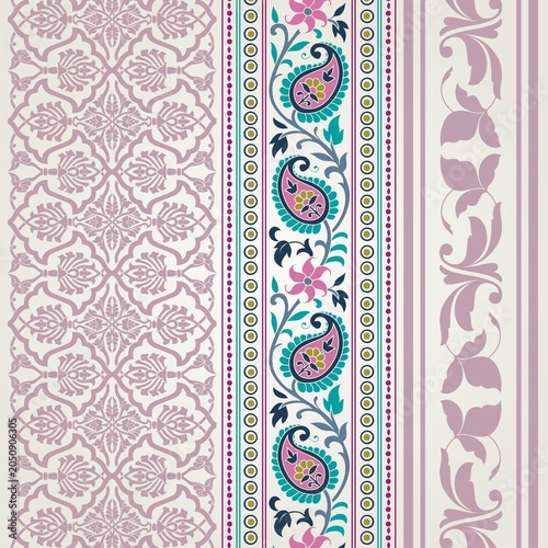 wedding card design, traditional paisley floral pattern , royal India	
