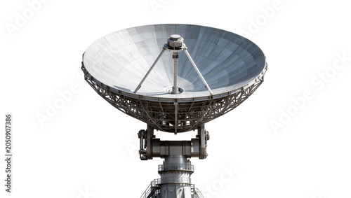 Foto Large satellite dish antenna on a white