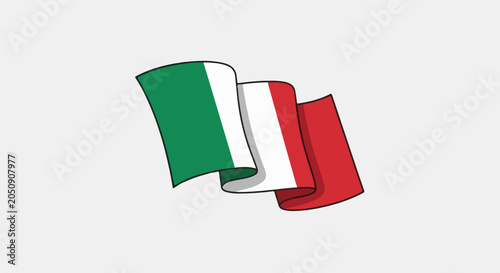 Waving Italian flag with green, white, and red stripes