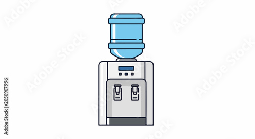 White water cooler with blue top bottle, two taps, and display