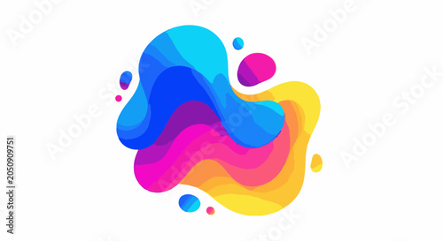 Dynamic abstract fluid art with vibrant color transitions on white