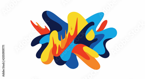 Dynamic, fluid shapes in vibrant primary and secondary colors explode outwards