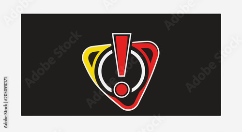 Stylized exclamation mark within a red and yellow triangular shape