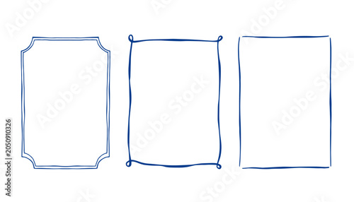 Εκτύπωση καμβά Whimsical blue mediterranean coastal vector frames