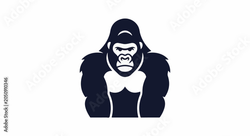 Stylized dark blue gorilla icon with white highlights, chest, and face