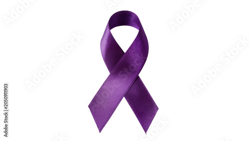 Purple satin awareness ribbon symbol