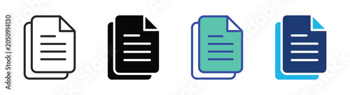 Document icon set multiple style collection