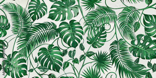 Photos Tropical leaf pattern a vibrant vector illustration with a white background