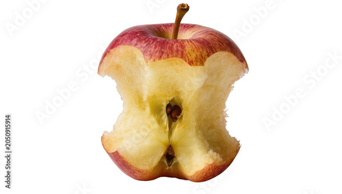 Tableau sur toile Bitten red apple core with seeds visible