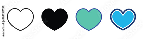 Photos Love icon set multiple style collection