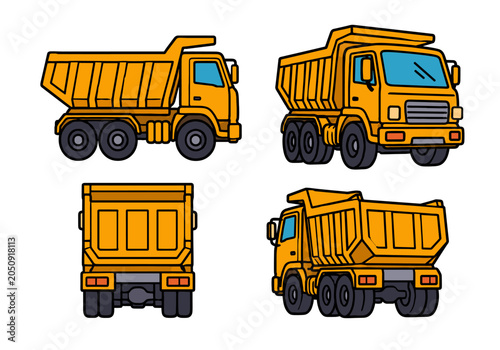 Dump Truck Cartoon Illustration Set Collections