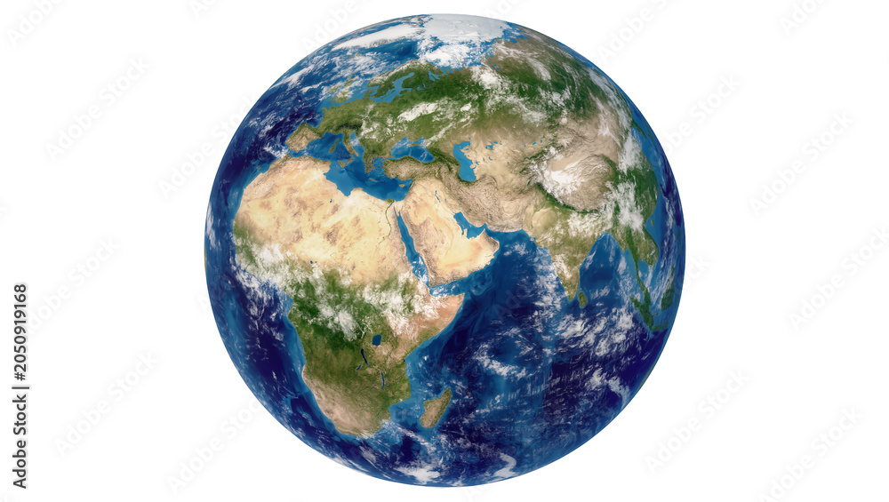 Fototapeta premium Planet Earth with continents and oceans visible