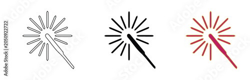 Foto Sparkler firework icon set, celebratory sparkler vector, holiday party celebrati