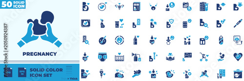 Obraz na płótnie Pregnancy Solid Color Editable Icons set