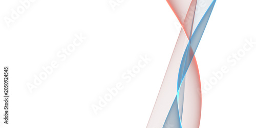 Fotografie Abstract twisted ribbons of red and blue on white