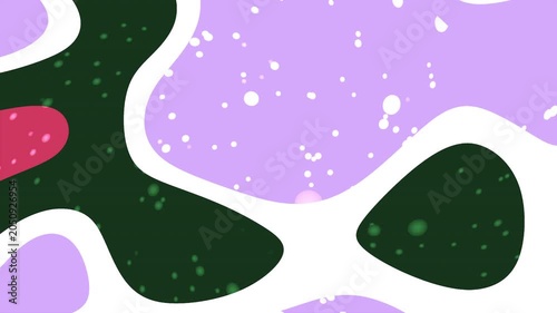 Abstract fluid background with organic purple and green shapes and speckled textures.