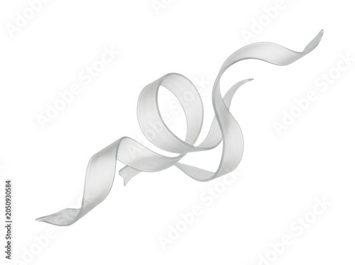 Glass white ribbon swirling in motion isolated on a deep black background, fluid abstract shape, for artistic isolated on a transparent background